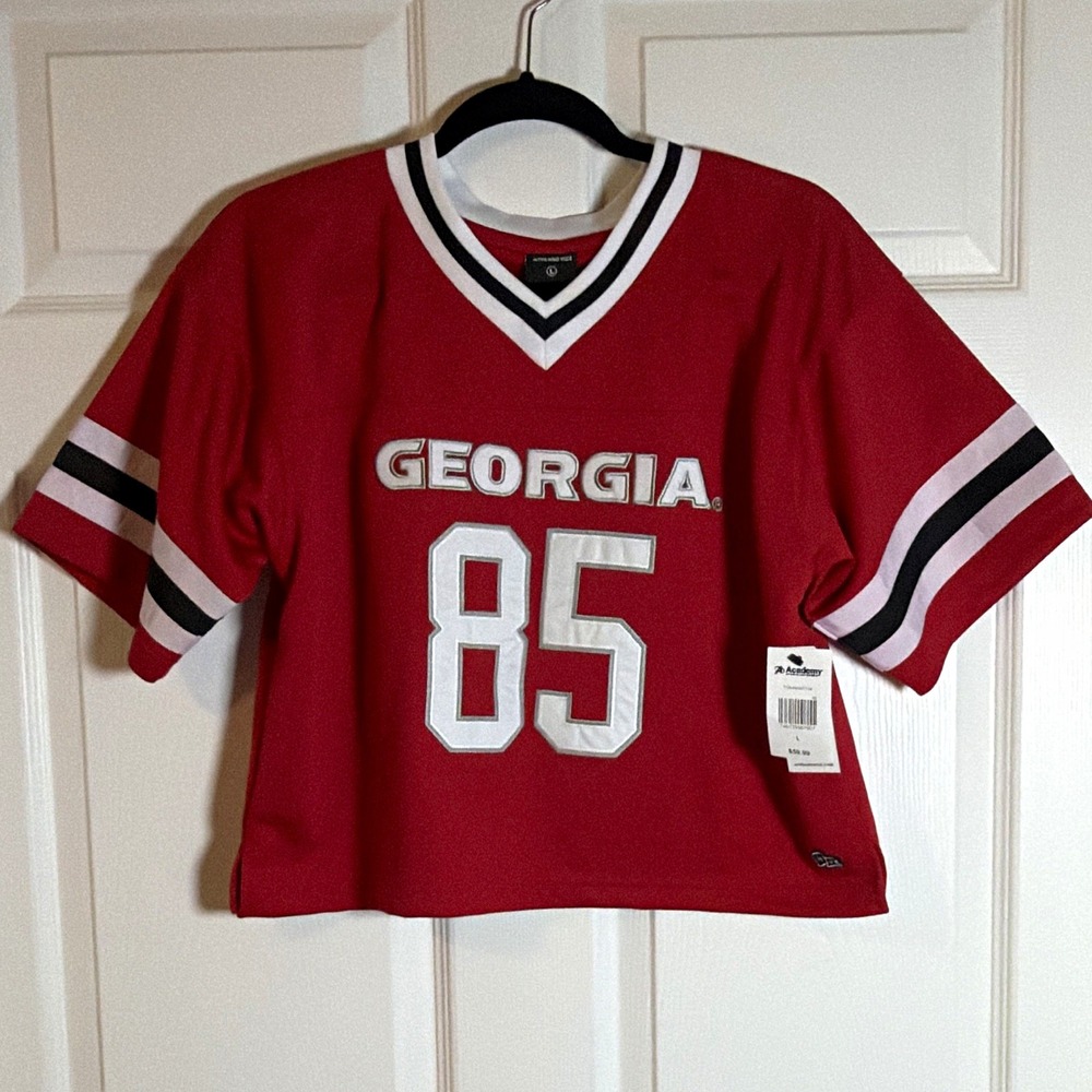 Hype and Vice Georgia Bulldogs Football Cropped Jersey Red White Black Women's L